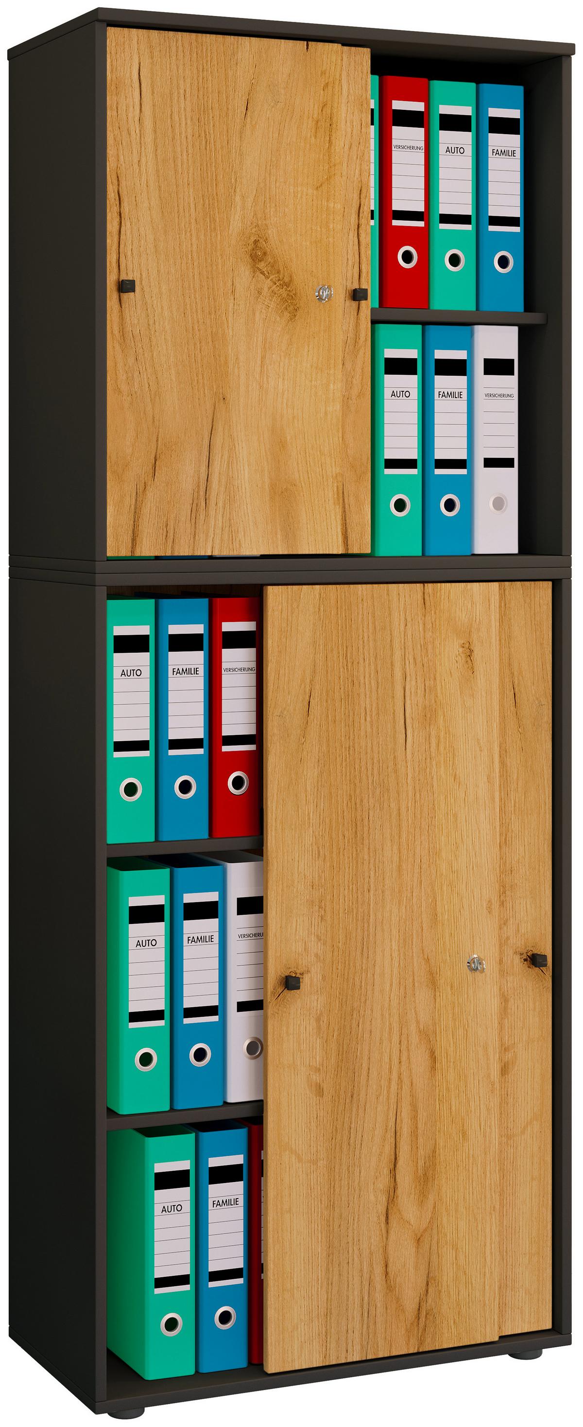 Aktenschrank Lona Anthrazit/Eiche Dekor B: 70 cm - Honigeiche/Anthrazit, Design, Holzwerkstoff (70/183/37cm) - MID.YOU