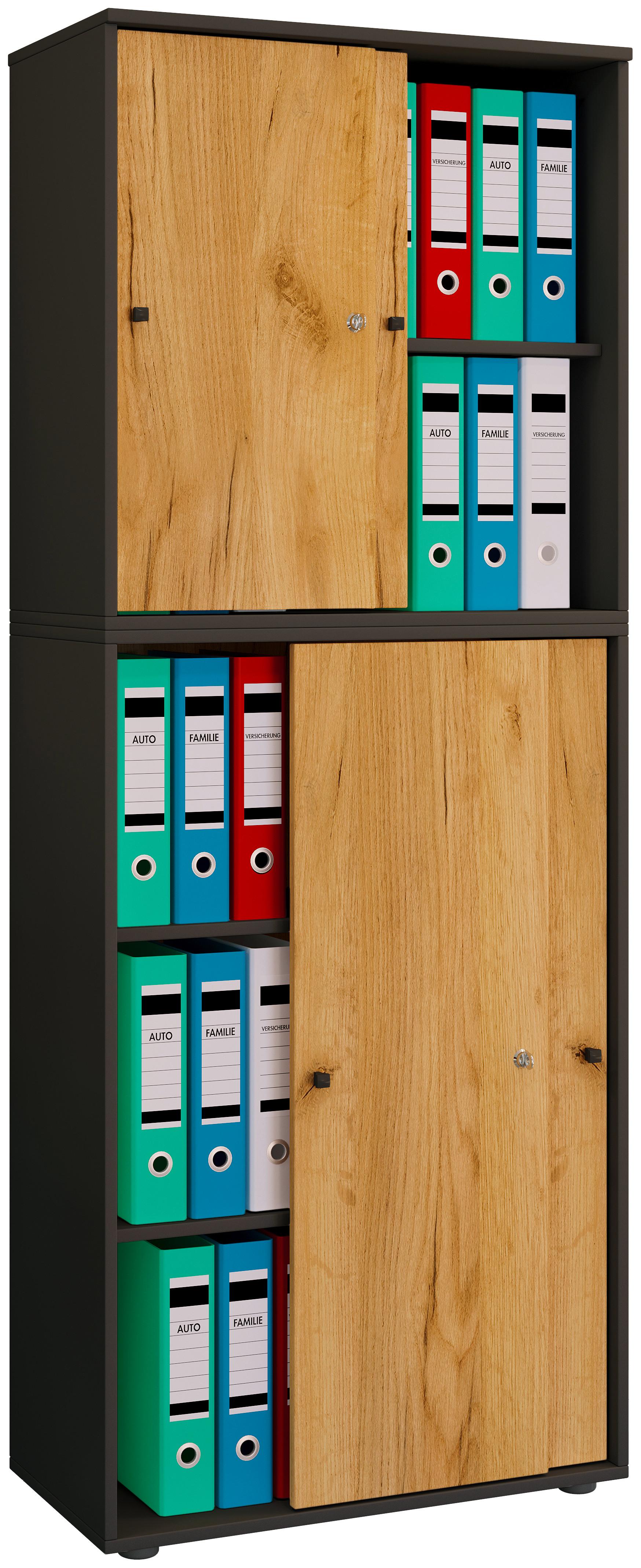 Aktenschrank Lona Anthrazit/Eiche Dekor B: 70 cm