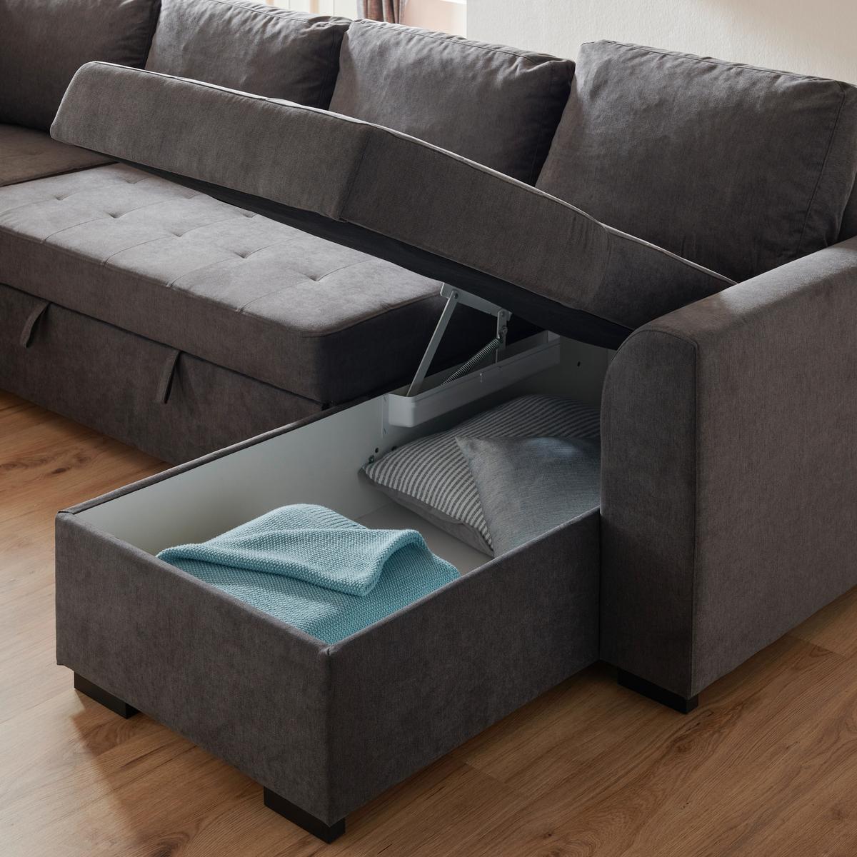 Rozkládací sedací souprava Reno U, barva petrolej - petrolej/černá, Design, textil/plast (205/311/160cm) - Xora