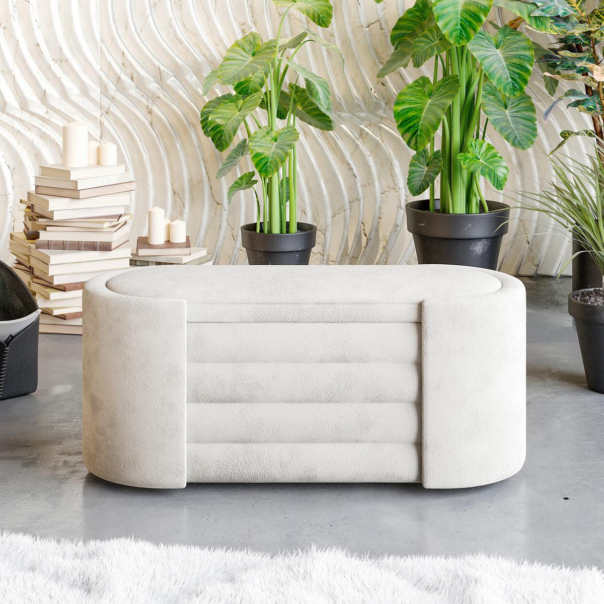 Truhenbank Rosita Creme B: 105 Cm - Creme, Design, Textil (105/42/42cm) - Livetastic