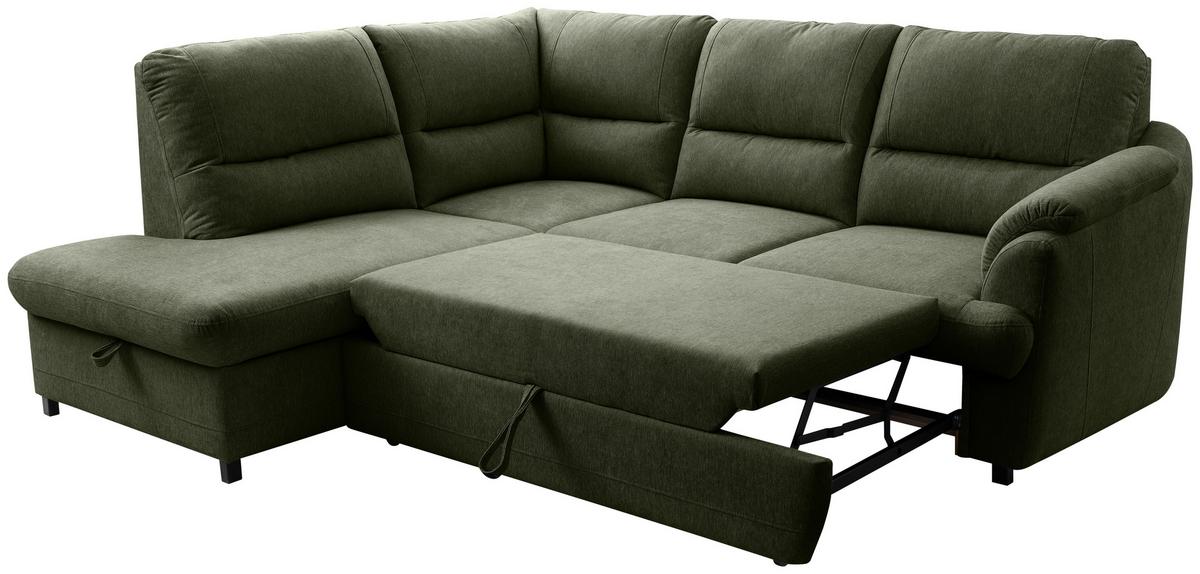 Rohová sedačka GUSTO, levá, zelená - černá/zelená, Basics, dřevo/textil (200/240cm)