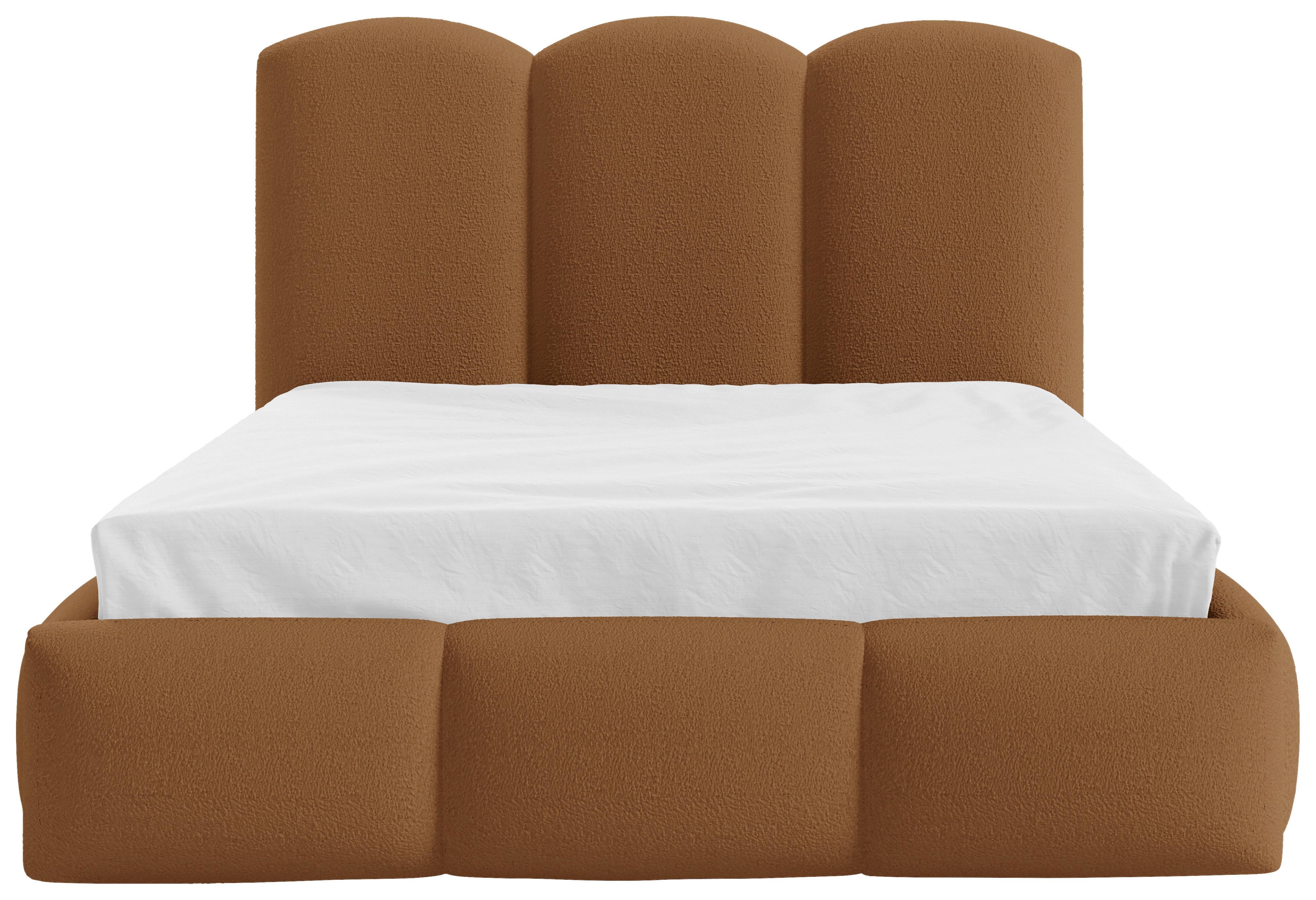 Polsterbett Bero Boucle Braun, Lf: 160x200 Cm - Buchefarben/Schwarz, Trend, Holz/Textil (160/200cm)