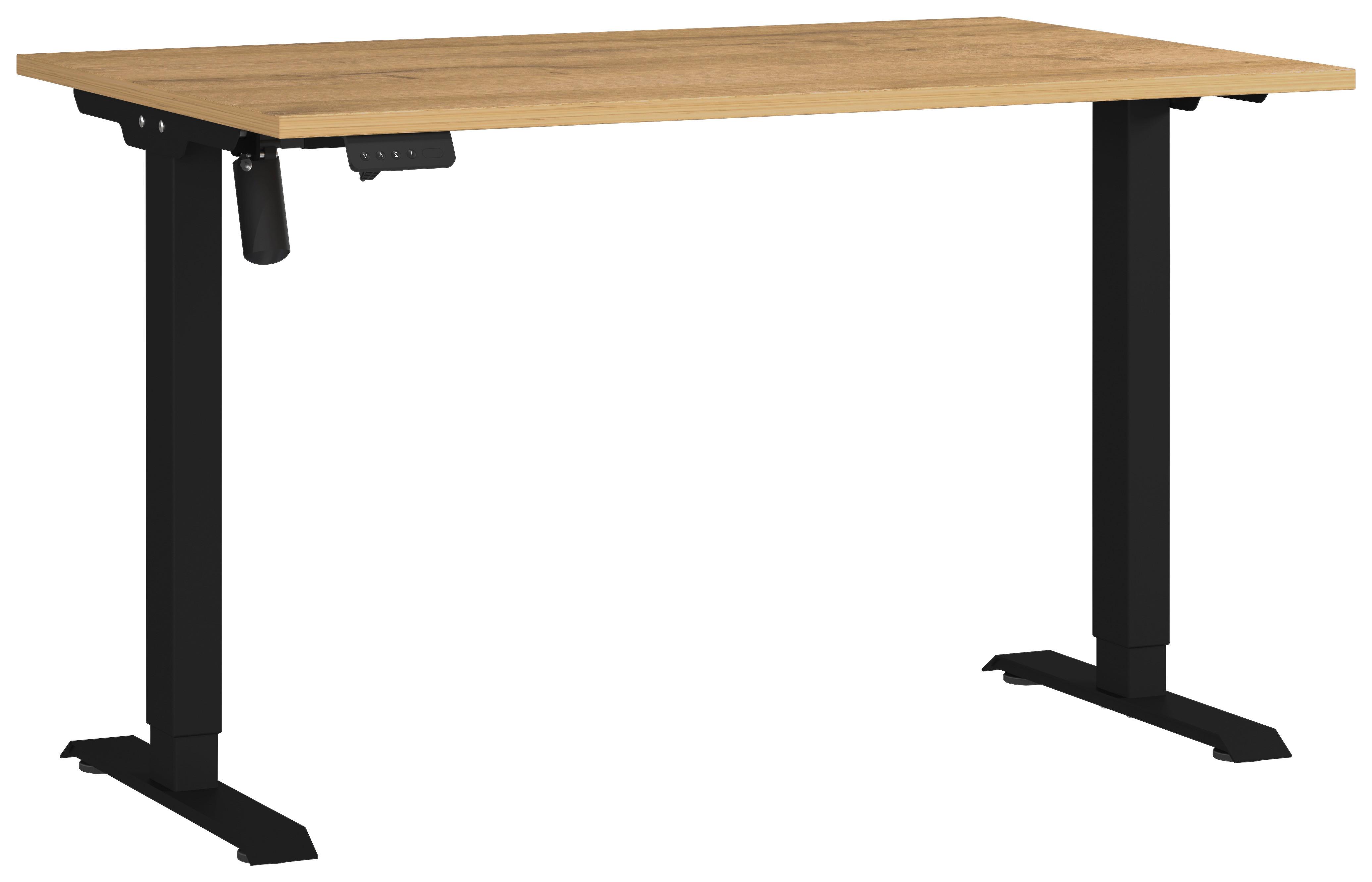 Schreibtisch Profi Schwarz/Eiche Dekor L: 120cm - Eichefarben/Schwarz, MODERN, Holzwerkstoff/Metall (120/80/71-119cm) - Germania