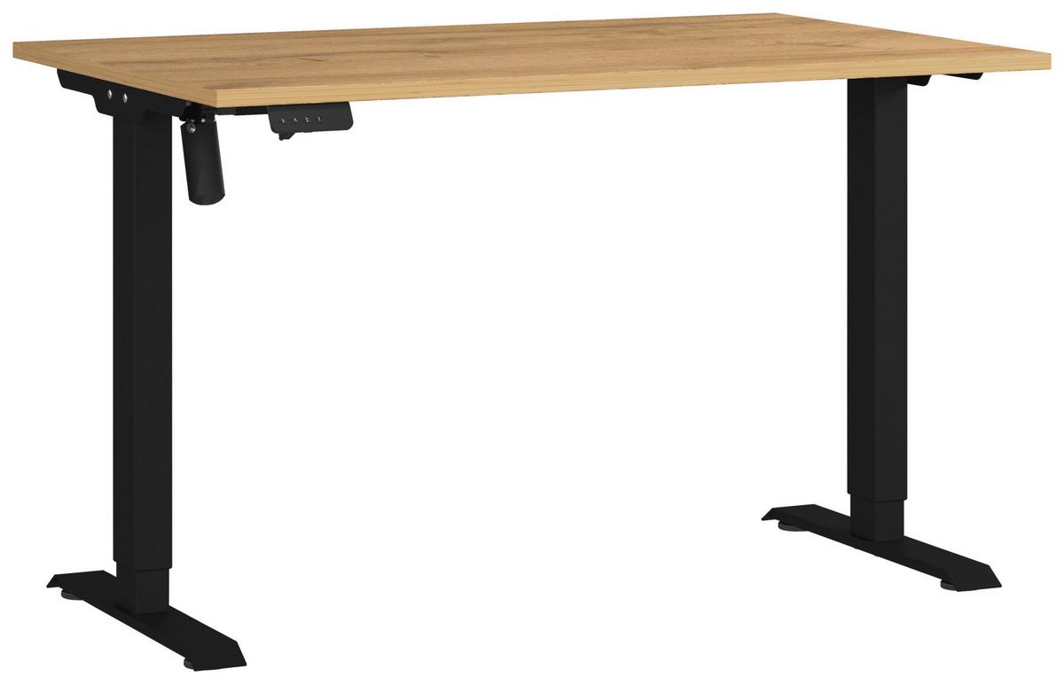 Schreibtisch Profi Schwarz/Eiche Dekor L: 120cm - Eichefarben/Schwarz, MODERN, Holzwerkstoff/Metall (120/80/71-119cm) - Germania