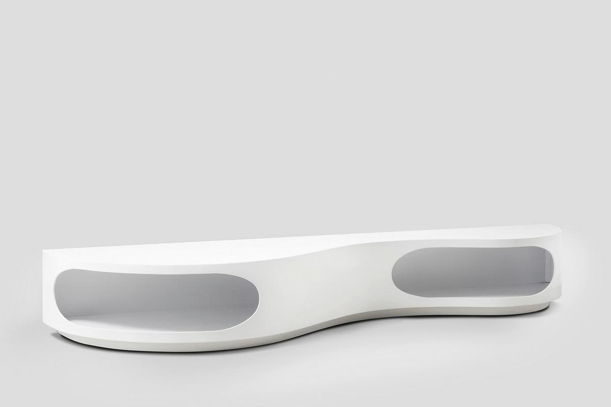 Lowboard Weiß Hochglanz B: 200cm - Weiß Hochglanz, Design, Holzwerkstoff (200/30/50cm) - Livetastic