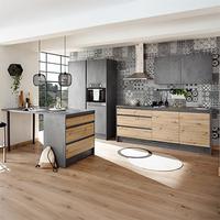 Kuchynský blok TROJA bez spotrebičov, š. 210+127 cm - antracitová/dub artisan, Design, kompozitné drevo (335cm) - MID.YOU