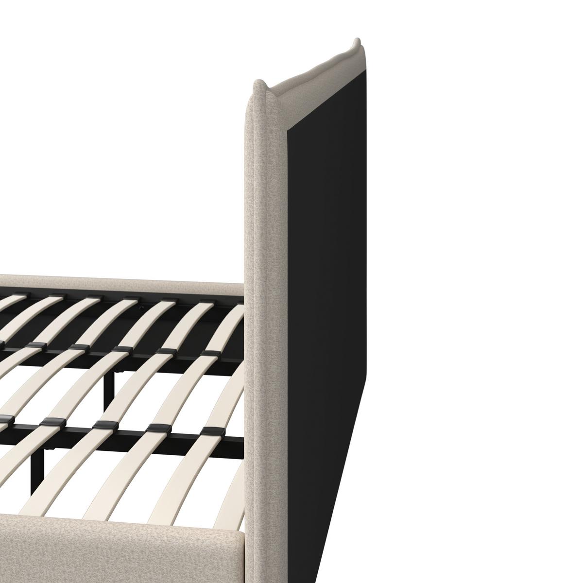 Čalouněná postel ALBA 180x200 cm, béžová - černá/přírodní barvy, Moderní, dřevo/textil (180/200cm) - Bessagi Home