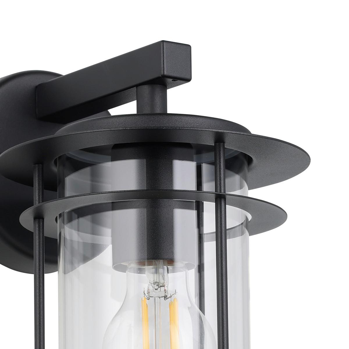 Außenwandleuchte Valdeo 60w Metall Glas, Wandmontage - Klar/Transparent, KONVENTIONELL, Glas/Metall (16,5/27,5/20cm) - Eglo