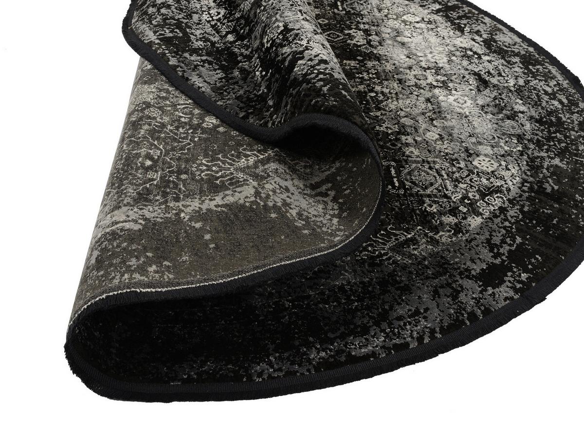 Webteppich Grau/Schwarz Calais Rund Ø 240 cm - Schwarz/Grau, Design, Textil (240cm) - Dieter Knoll