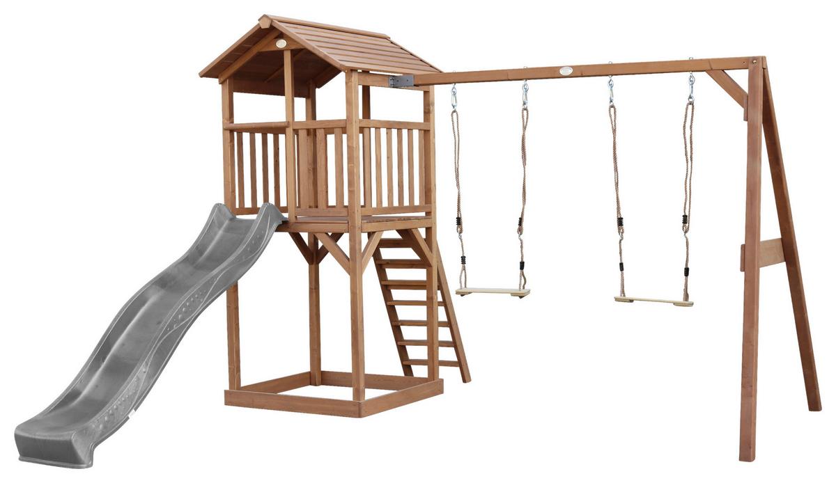 Spielturm A025.122.80 - Braun/Grau, KONVENTIONELL, Holz/Kunststoff (356,6/241,9/349cm) - Ambia Garden