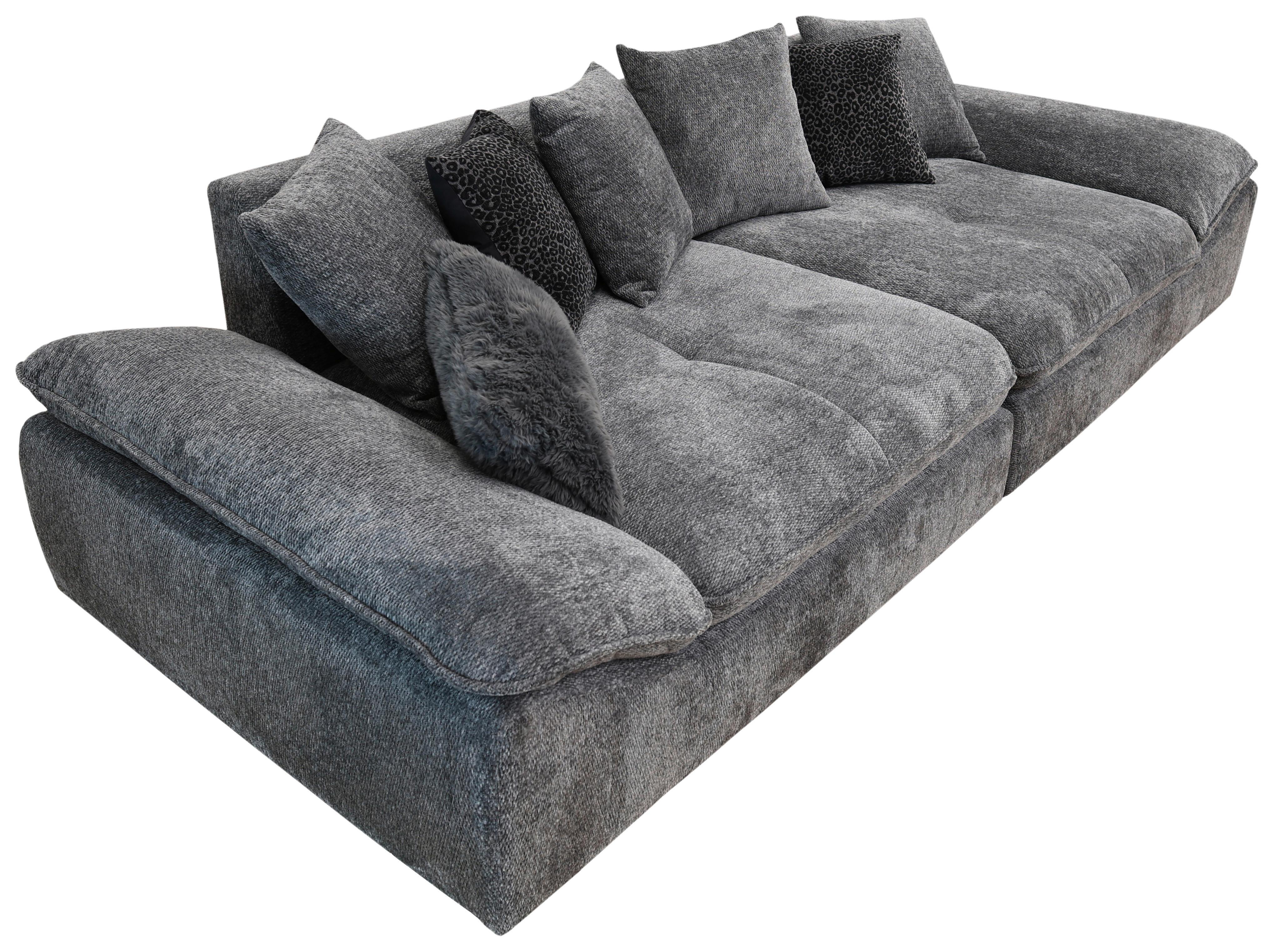 Bigsofa Diun Chenille Anthrazit,s:310x124cm - Anthrazit/Schwarz, Trend, Textil (310/76-90/124cm) - Luca Bessoni