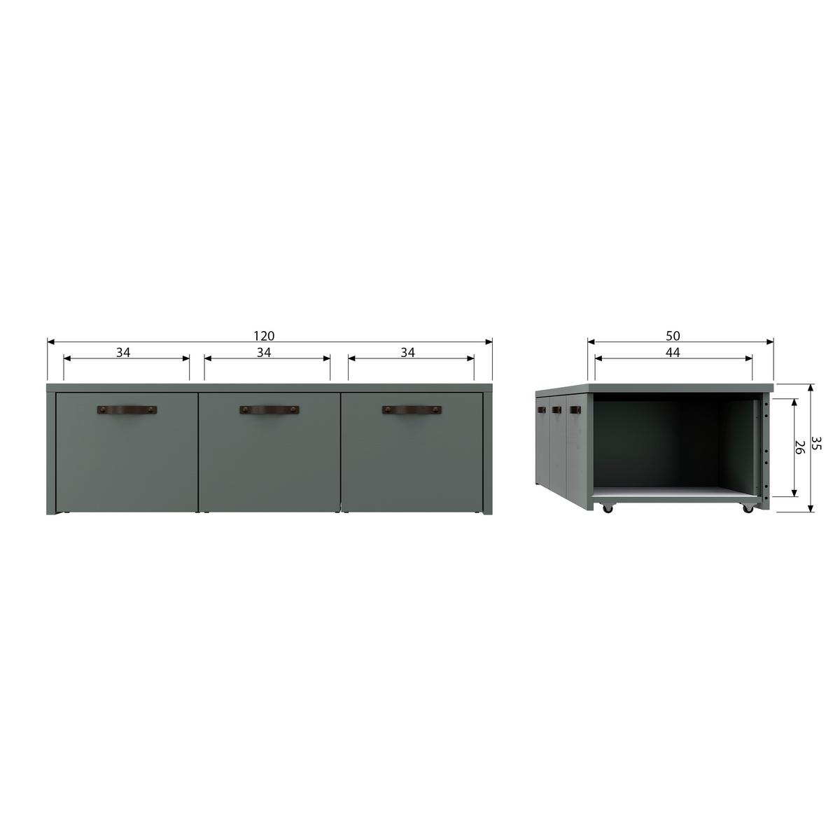 SITZBANK Stage Grün B: 120cm - Grün, Design, Holz (120/36/50cm) - Livetastic