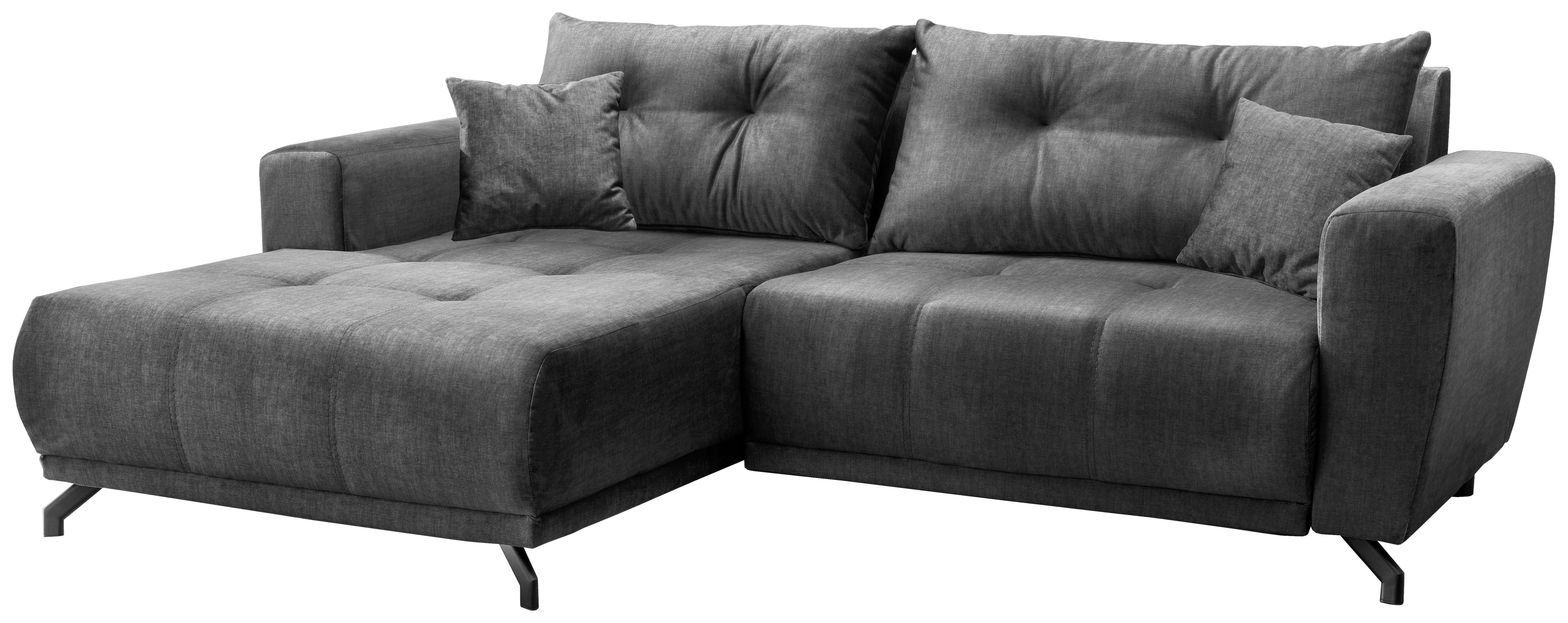 Ecksofa Restato Dunkelgrau S: 177x246 cm - Dunkelgrau/Schwarz, MODERN, Textil (177/246cm) - MID.YOU