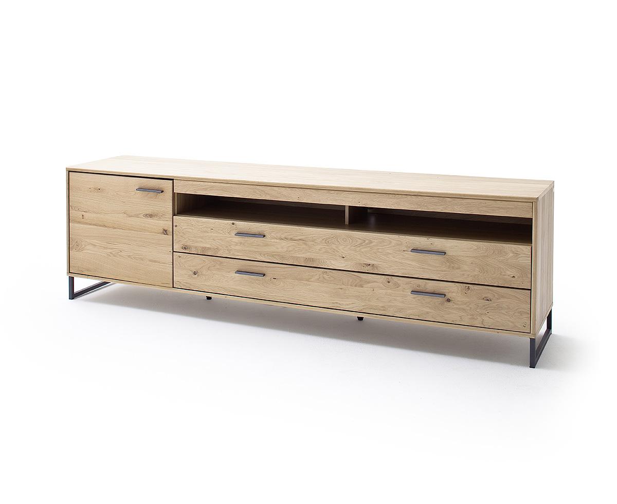 TV-Element Portland B: 224 cm Eiche Dekor - Eichefarben/Schwarz, Design, Holz/Holzwerkstoff (224/67/50cm) - Livetastic