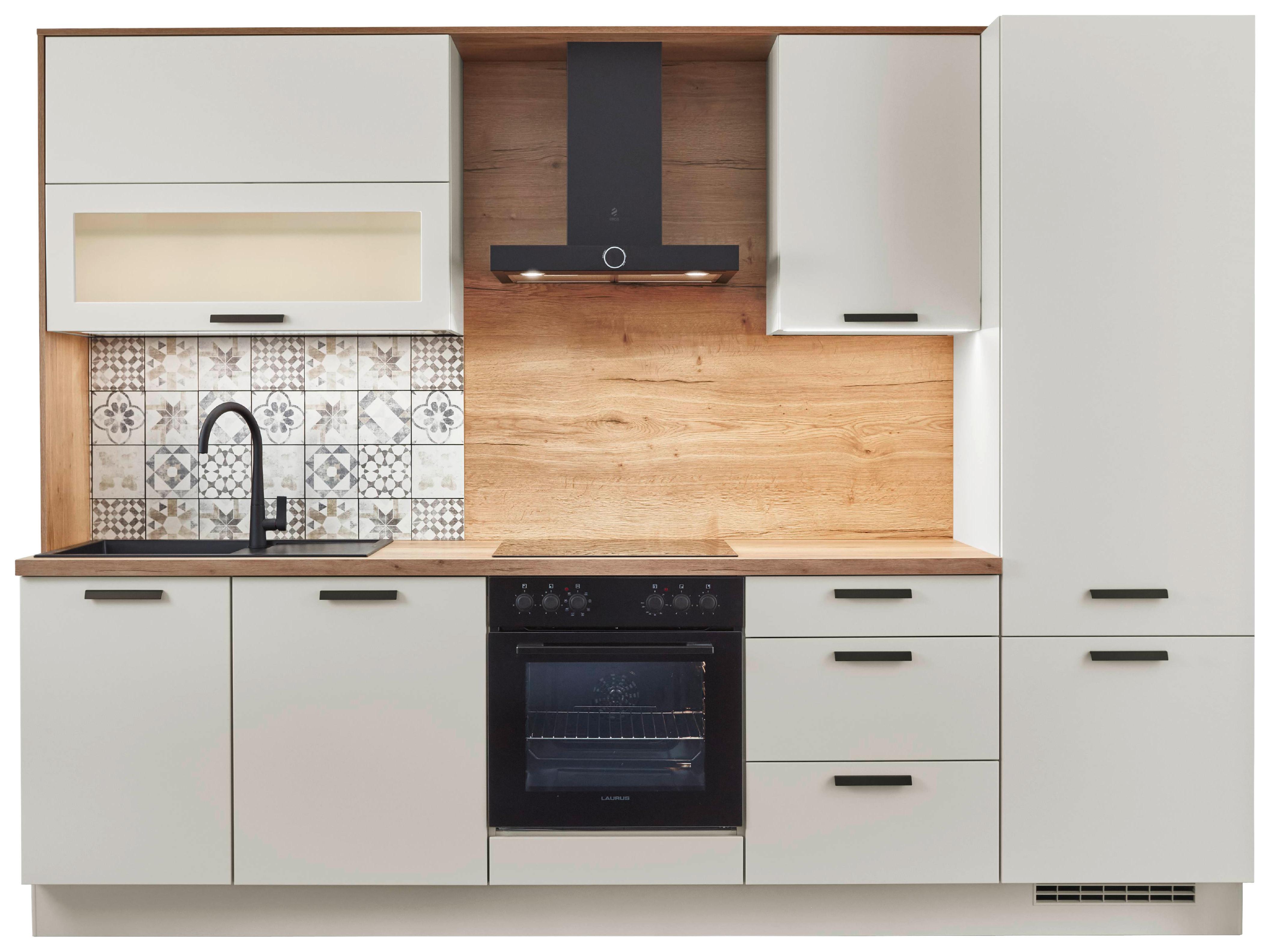 Küchenblock Sofia - Eichefarben/Magnolie, Design, Holzwerkstoff (293cm) - Vertico