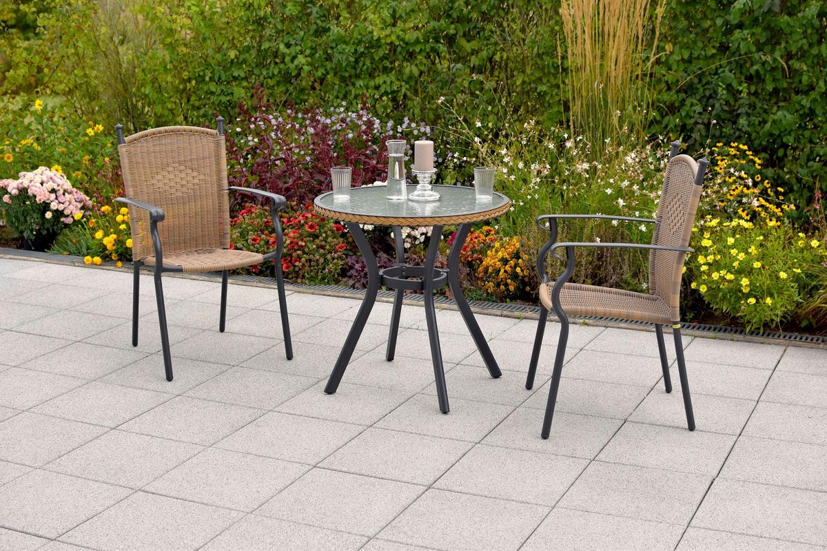 Gartenset Roma - Graphitfarben/Naturfarben, MODERN, Kunststoff/Metall - Gardenson