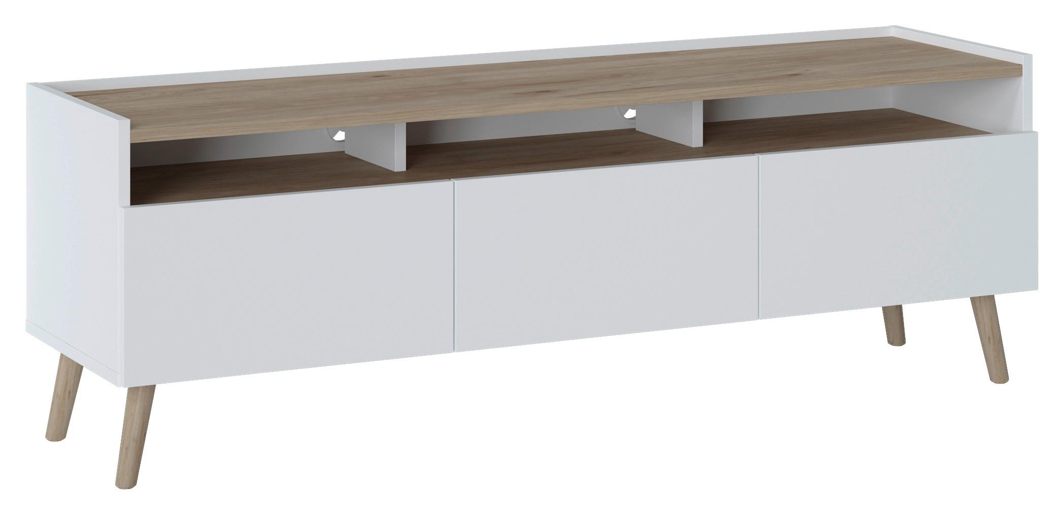 NÍZKÁ KOMODA SKANDI - bílá/přírodní barvy, Konvenční, dřevo/kompozitní dřevo (149,7/51,7/41,7cm)