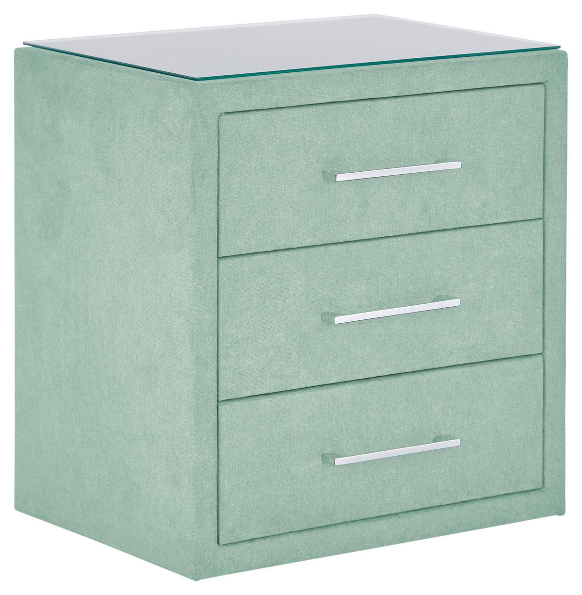 Nachtkästchen Jadegrün H: 60 cm Kleopatra - Jadegrün, KONVENTIONELL, Holzwerkstoff/Kunststoff (56/60/41cm) - Ondega