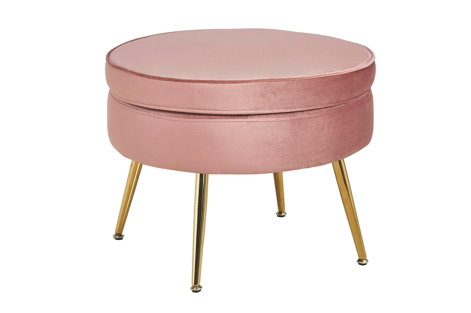 Hocker Rosa B: 52 Cm - Goldfarben/Rosa, MODERN, Textil (52/41/52cm) - Livetastic