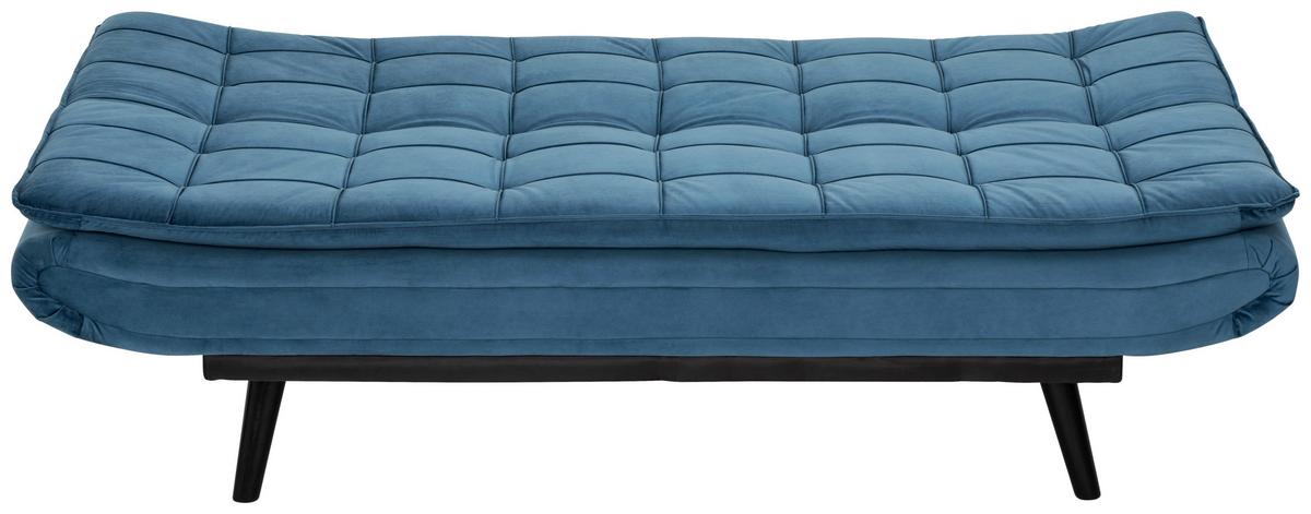 3-Sitzer-Sofa Mit Schlaffunktion Tuvalu B: 195cm - Blau/Schwarz, Design, Holz/Textil (195/96/96cm) - MID.YOU