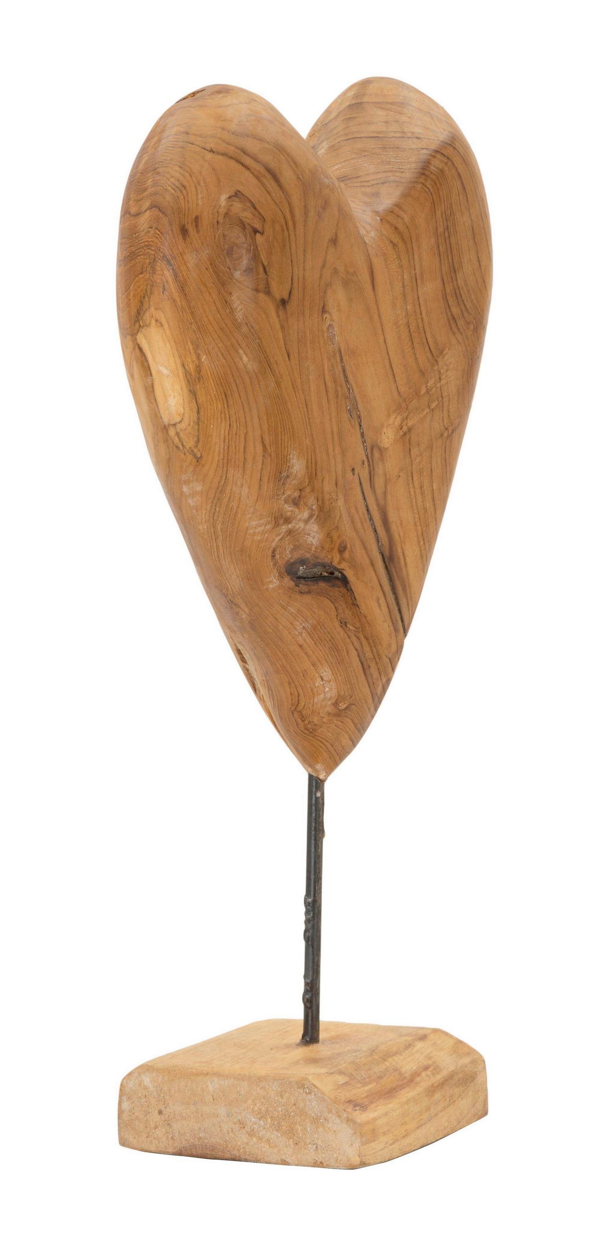 Skulptur Dobu Teak Braun, B: 25 cm - Braun, Basics, Holz (25/45/12cm)