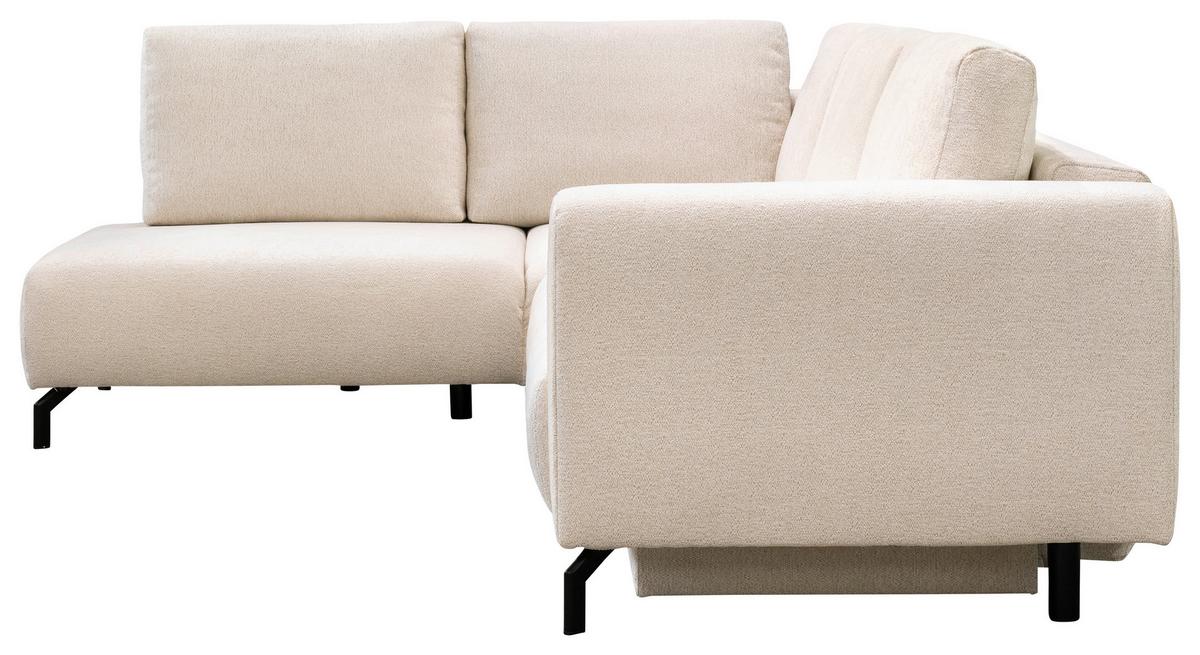 Rohová sedačka VENI, ľavá, béžová žinylka - černá/béžová, Moderní, kov/textil (210/272cm)