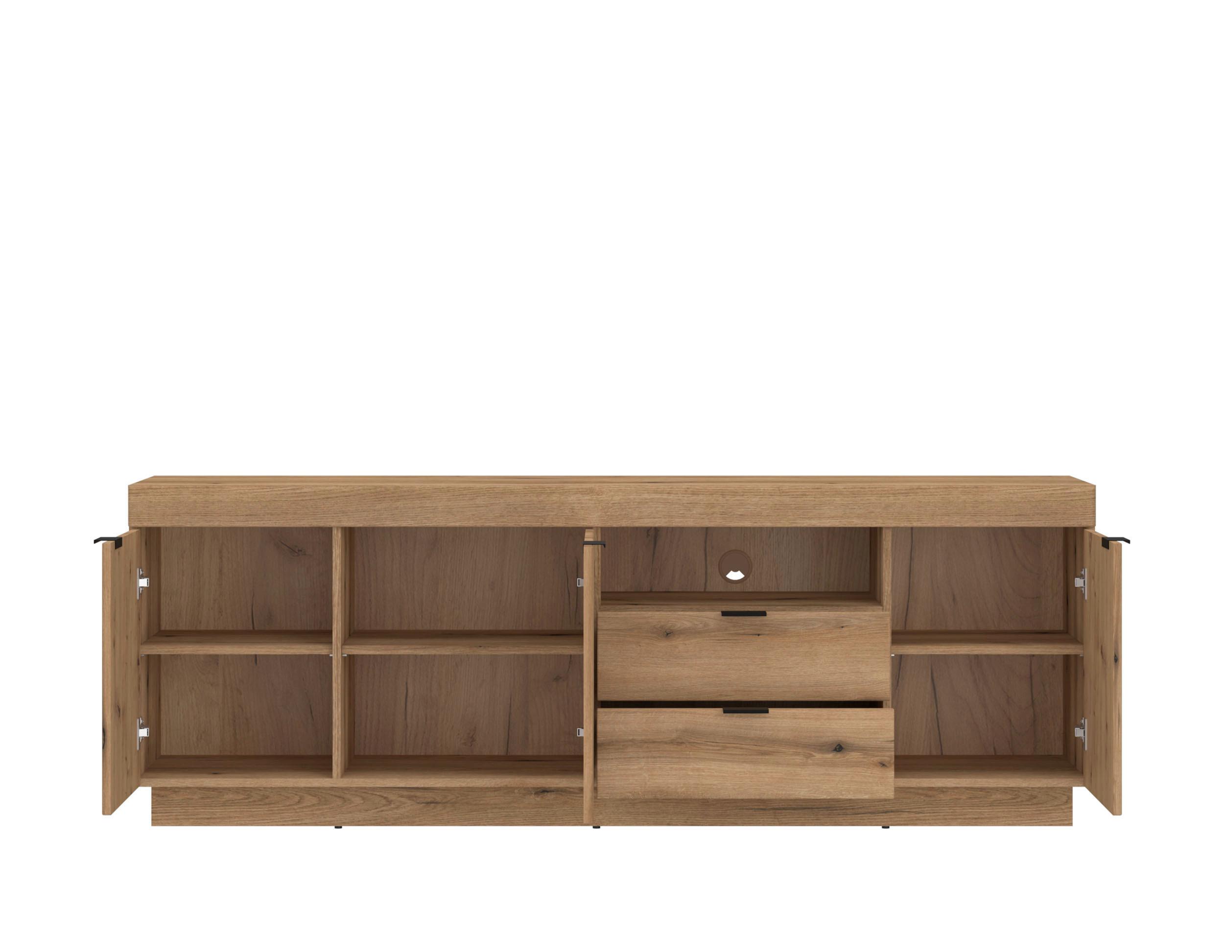 TV-Element Delamar Eichefarben B: 185,9 cm - Eichefarben/Schwarz, Trend, Holzwerkstoff (185,9/66,6/39,6cm)