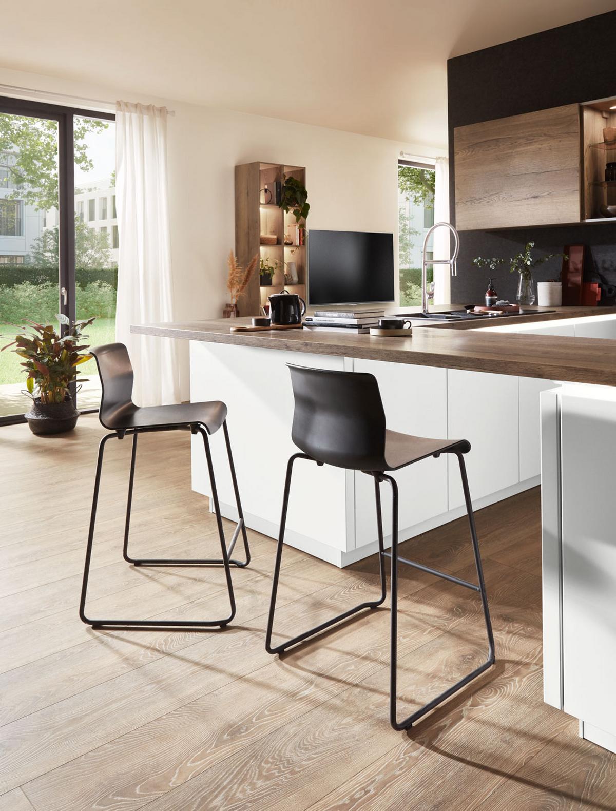 Einbauküche Fontana Frei Planbar Modern, Grifflos - Eichefarben/Anthrazit, MODERN, Holzwerkstoff - Vertico