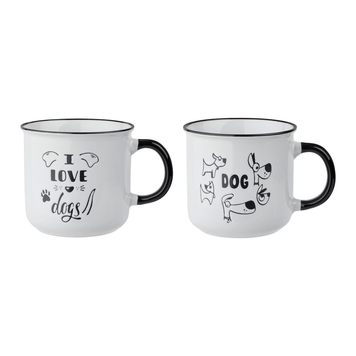 Sada šálok DOGS - čierna/biela, Konventionell, keramika (9,8/9,2cm) - Mömax