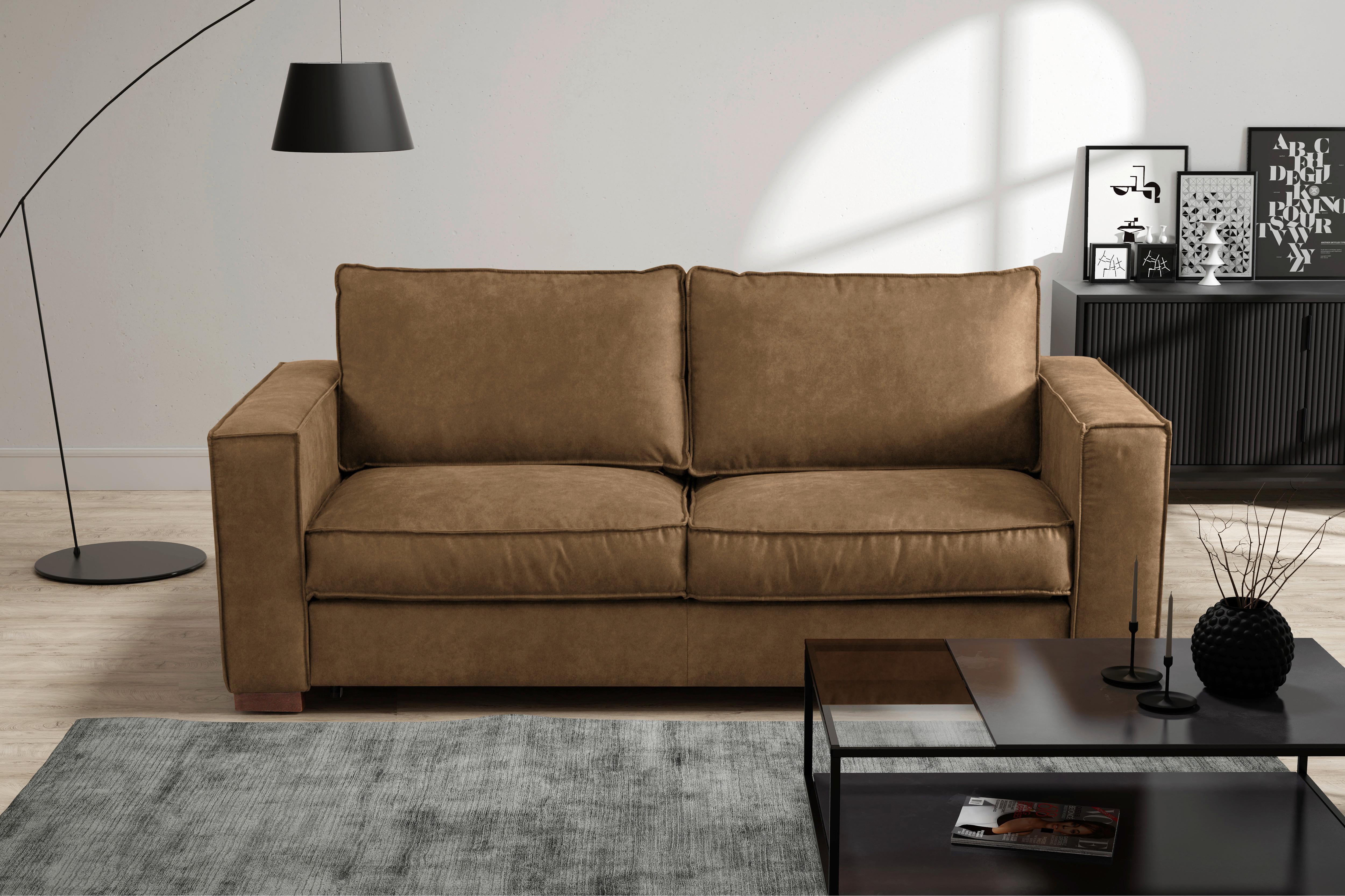 Schlafsofa Texas Braun Mikrofaser, B: 203 Cm - Dunkelbraun/Braun, Design, Textil (203/85/99cm) - MID.YOU