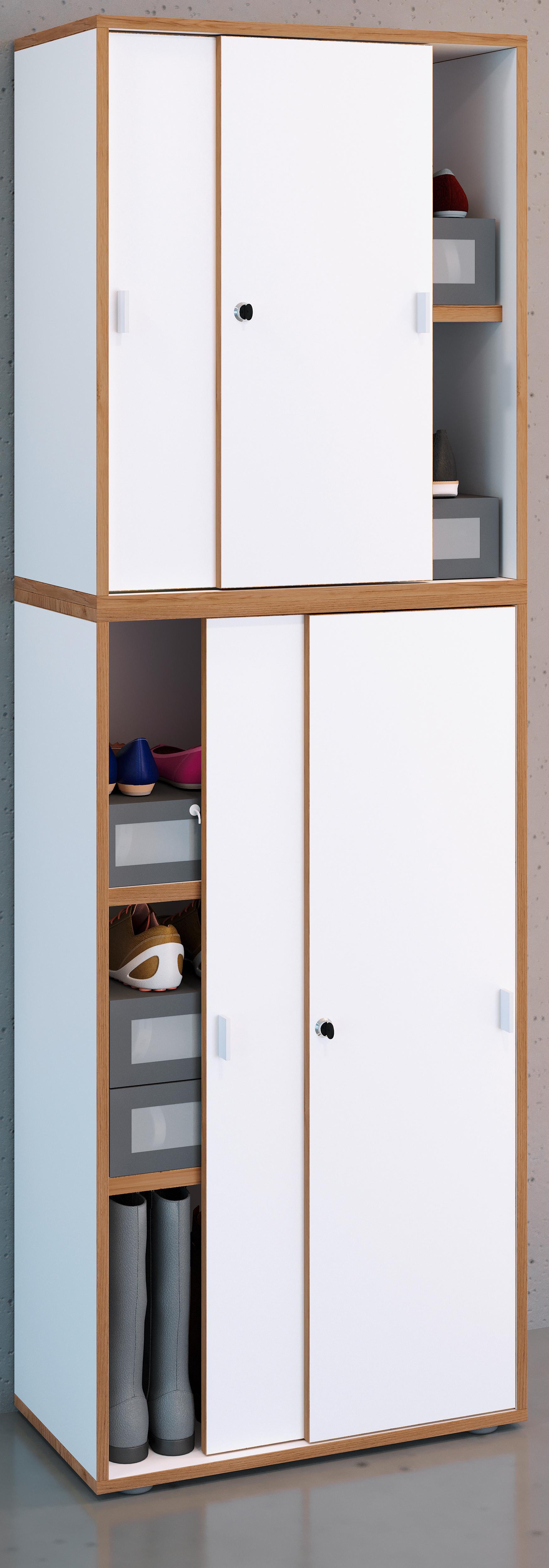 Schuschrank Salia Honigeiche/Weiß B: 60 cm - Honigeiche/Schwarz, Design, Holzwerkstoff (60/183/37cm) - MID.YOU