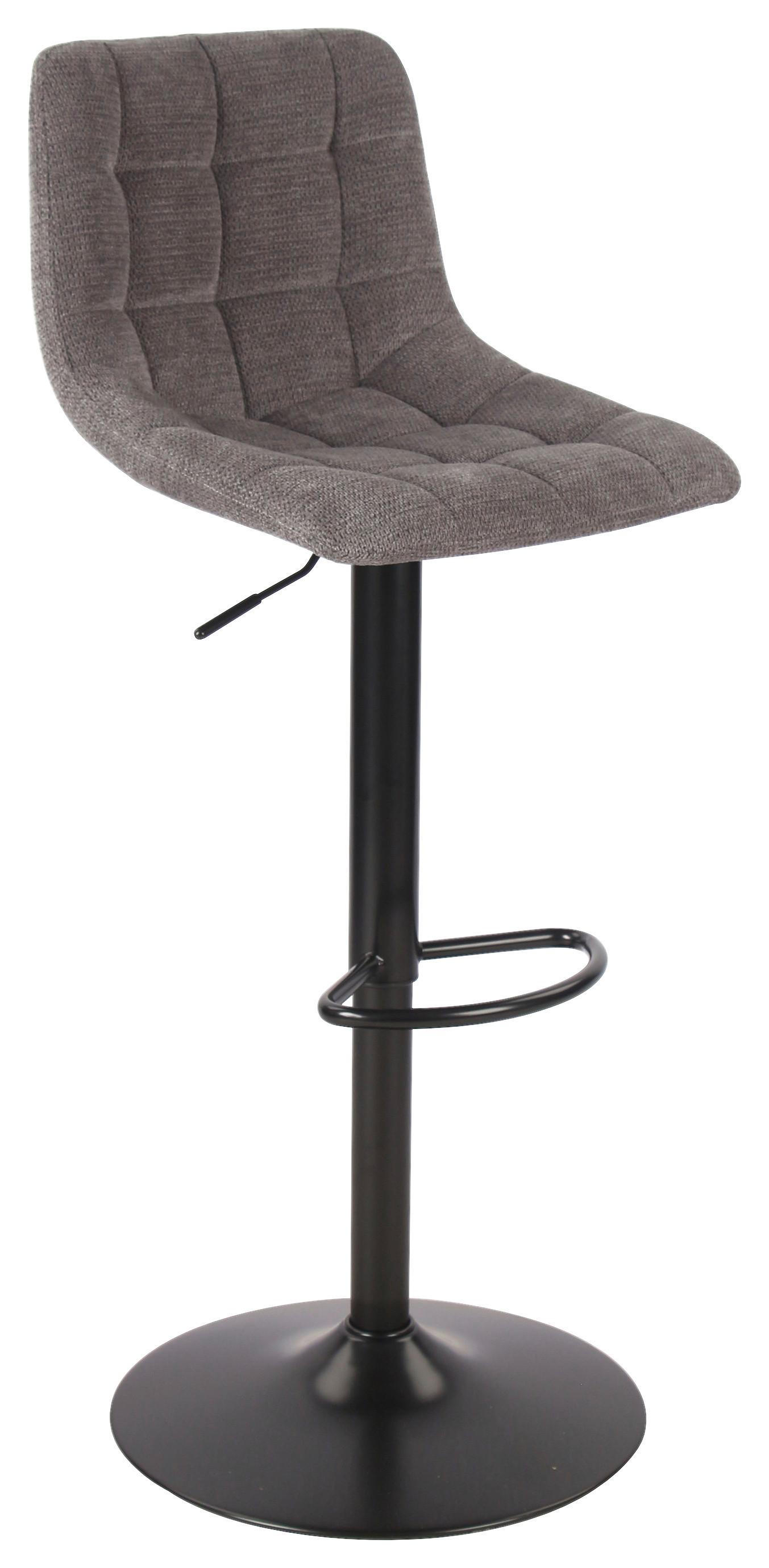 Barhocker höhenverstellbar Bretone Dunkelgrau - Dunkelgrau/Schwarz, MODERN, Textil/Metall (47/113,5/53cm)