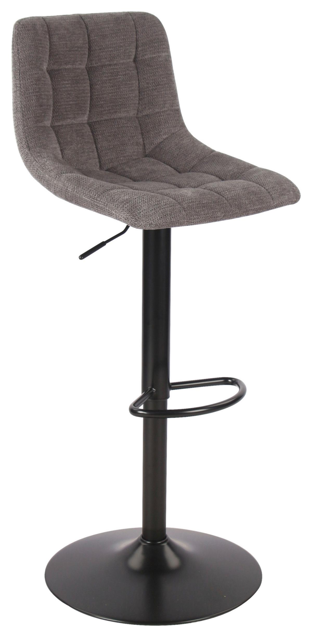 Barhocker höhenverstellbar Bretone Dunkelgrau - Dunkelgrau/Schwarz, MODERN, Textil/Metall (47/113,5/53cm)