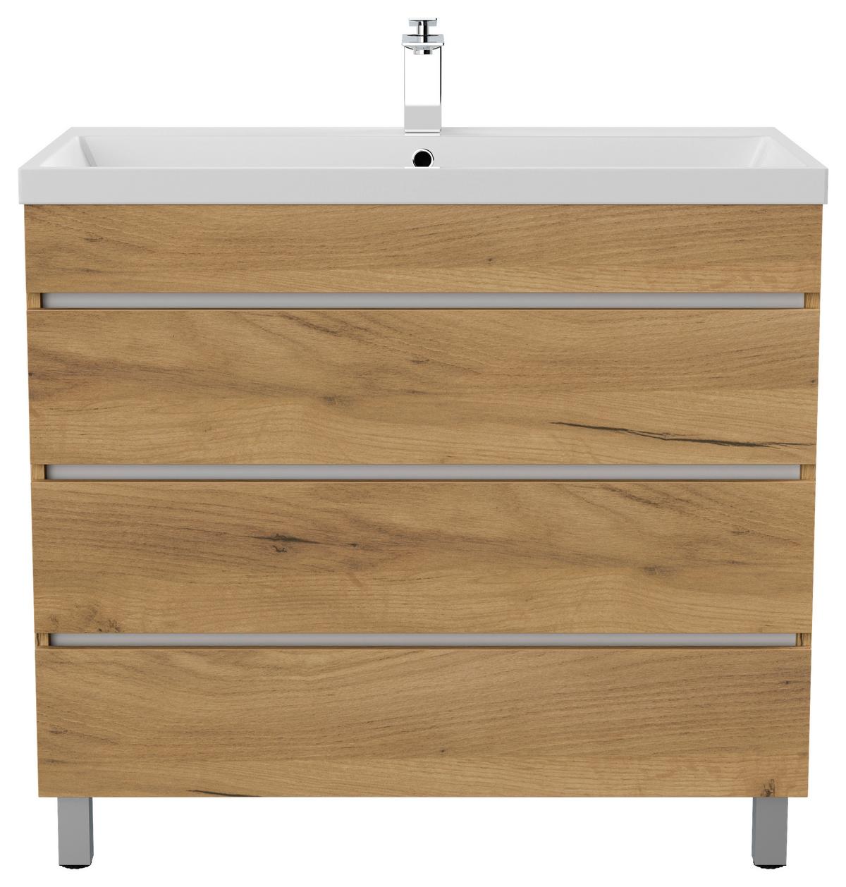 WASCHTISCHKOMBI Fellini Eichefarben B: 90cm - Eichefarben/Weiß, Basics, Holzwerkstoff/Stein (90cm) - MID.YOU