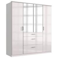 Drehtürenschrank Mit Spiegel + Laden B: 179 Cm Clack, Weiß - Weiß Hochglanz/Silberfarben, Basics, Holzwerkstoff (179/199/58cm) - MID.YOU