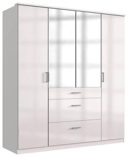 Drehtürenschrank Mit Spiegel + Laden B: 179 Cm Clack, Weiß