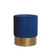 Hocker Nano Samt Dunkelblau/ Goldfarben H: 42c - Goldfarben/Dunkelblau, Basics, Holz/Holzwerkstoff (35/42cm) - Kayoom