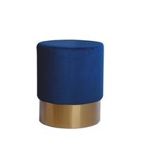 Hocker Nano Samt Dunkelblau/ Goldfarben H: 42c - Goldfarben/Dunkelblau, Basics, Holz/Holzwerkstoff (35/42cm) - Kayoom