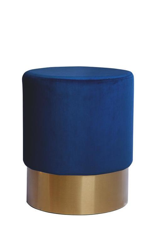 Hocker Nano Samt Dunkelblau/ Goldfarben H: 42c