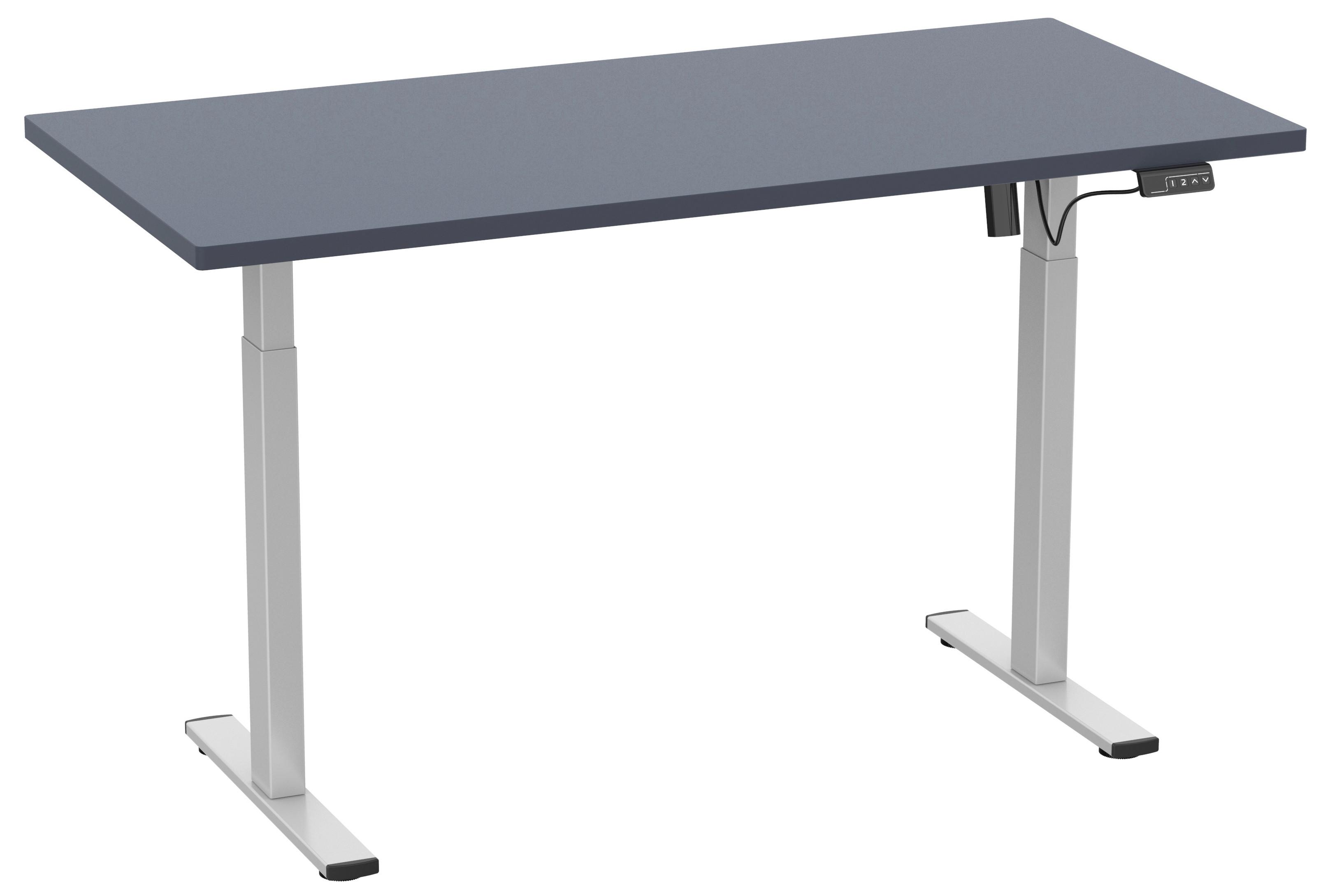Schreibtisch E-lona Anthrazit/silberfarben B:140cm - Anthrazit/Silberfarben, Design, Holzwerkstoff/Metall (140/71/80cm) - MID.YOU