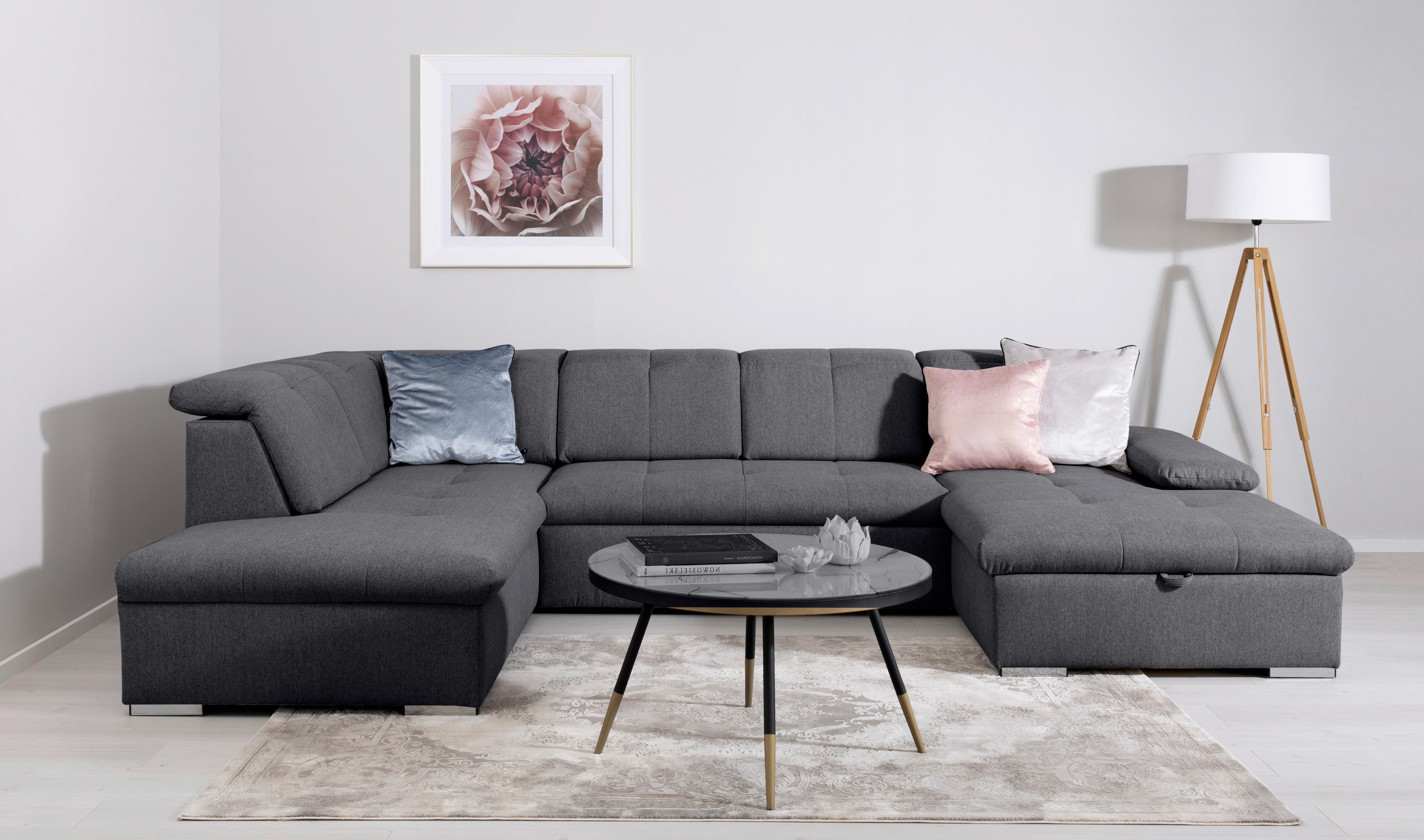 Wohnlandschaft Ramzes Dunkelgrau U: 215x328x173 cm - Dunkelgrau/Beige, Design, Textil (215/328/173cm) - MID.YOU