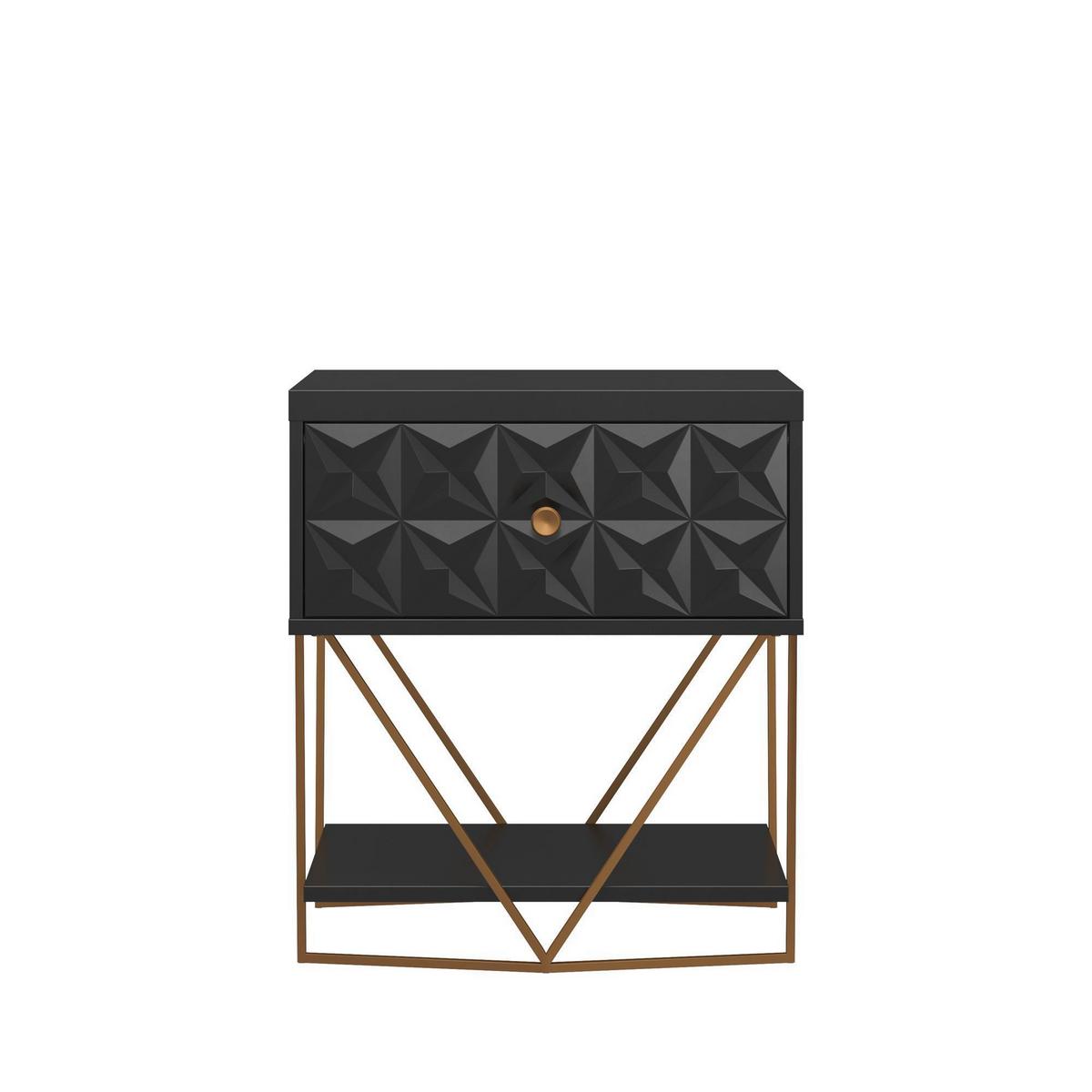 Beistelltisch Blair Schwarz L: 59 Cm - Goldfarben/Schwarz, Design, Holzwerkstoff/Metall (59/42/68cm) - MID.YOU