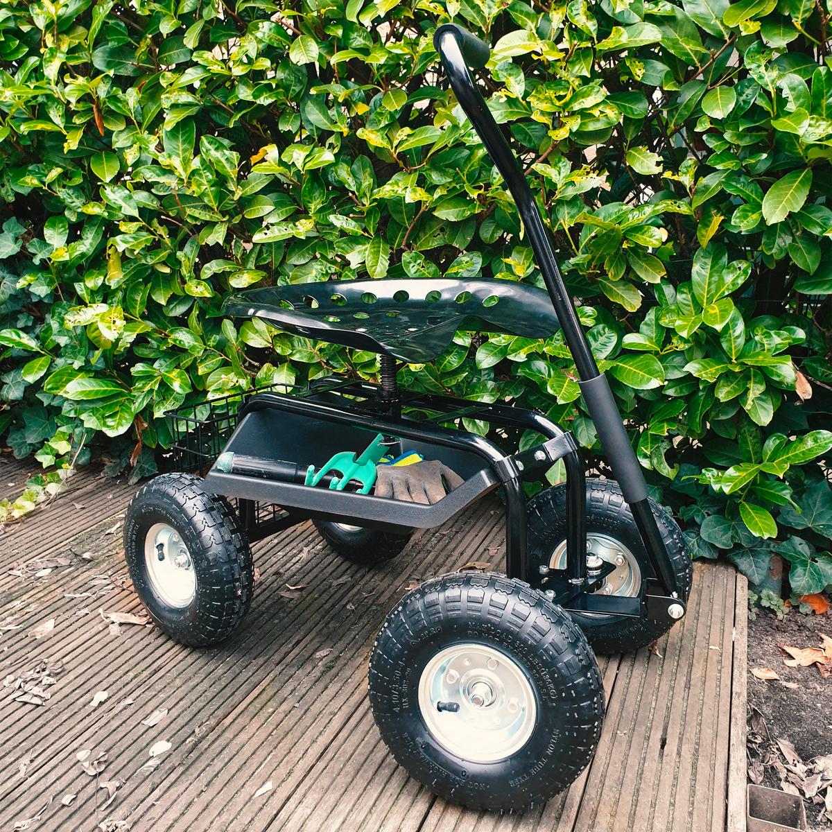 Gartengerätewagen Mit Sitz - Anthrazit, Basics, Kunststoff/Metall (81/45/86cm) - Ambia Garden