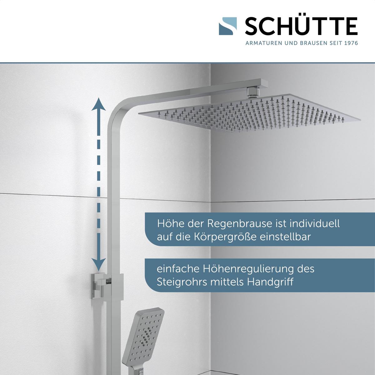 Brausegarnitur Ocean Chrom 3-Fach verstellbar Anti-Kalk - Anthrazit, Design, Metall (3/80-120/37,5cm) - Schütte