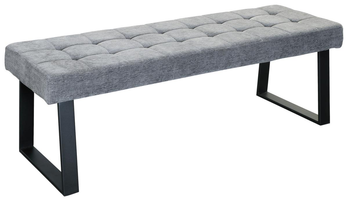 Sitzbank Brekke - Hellgrau/Schwarz, MODERN, Textil/Metall (140/49/48cm) - MID.YOU