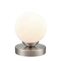 Tischlampe Ines Nickelfarben/ Weiß mit Touch-Funktion - Weiß/Nickelfarben, ROMANTIK / LANDHAUS, Glas/Metall (12/15cm) - James Wood