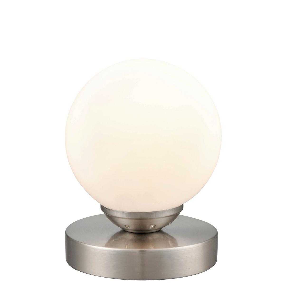 Tischlampe Ines Nickelfarben/ Weiß mit Touch-Funktion - Weiß/Nickelfarben, ROMANTIK / LANDHAUS, Glas/Metall (12/15cm) - James Wood