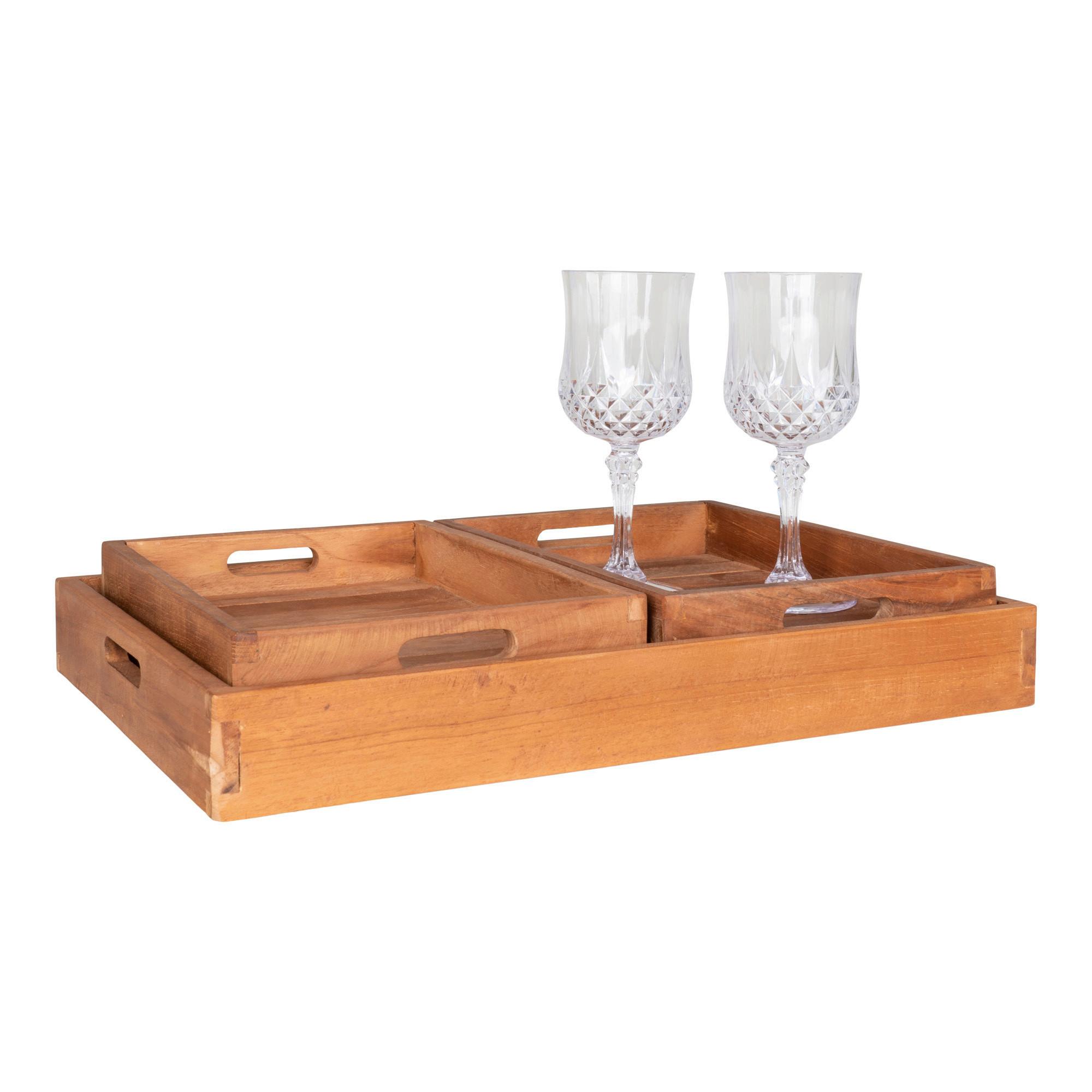 Serviertablett-set Faro Hellbraun B: 38 Cm - Hellbraun, Design, Holz (38/58cm)