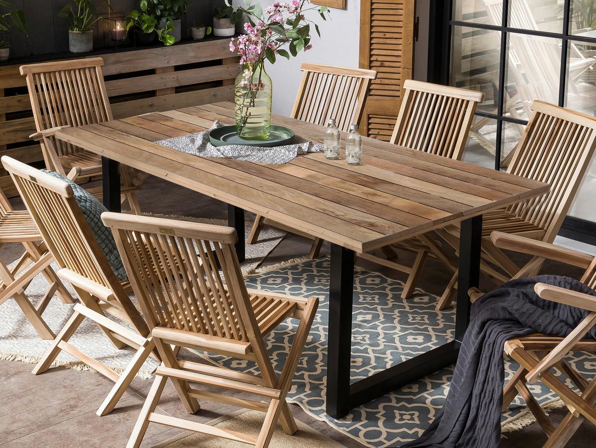 Esstisch Schwarz, Naturfarben L: 200cm - Schwarz/Naturfarben, Design, Holz/Metall (200/100/77cm) - Livetastic