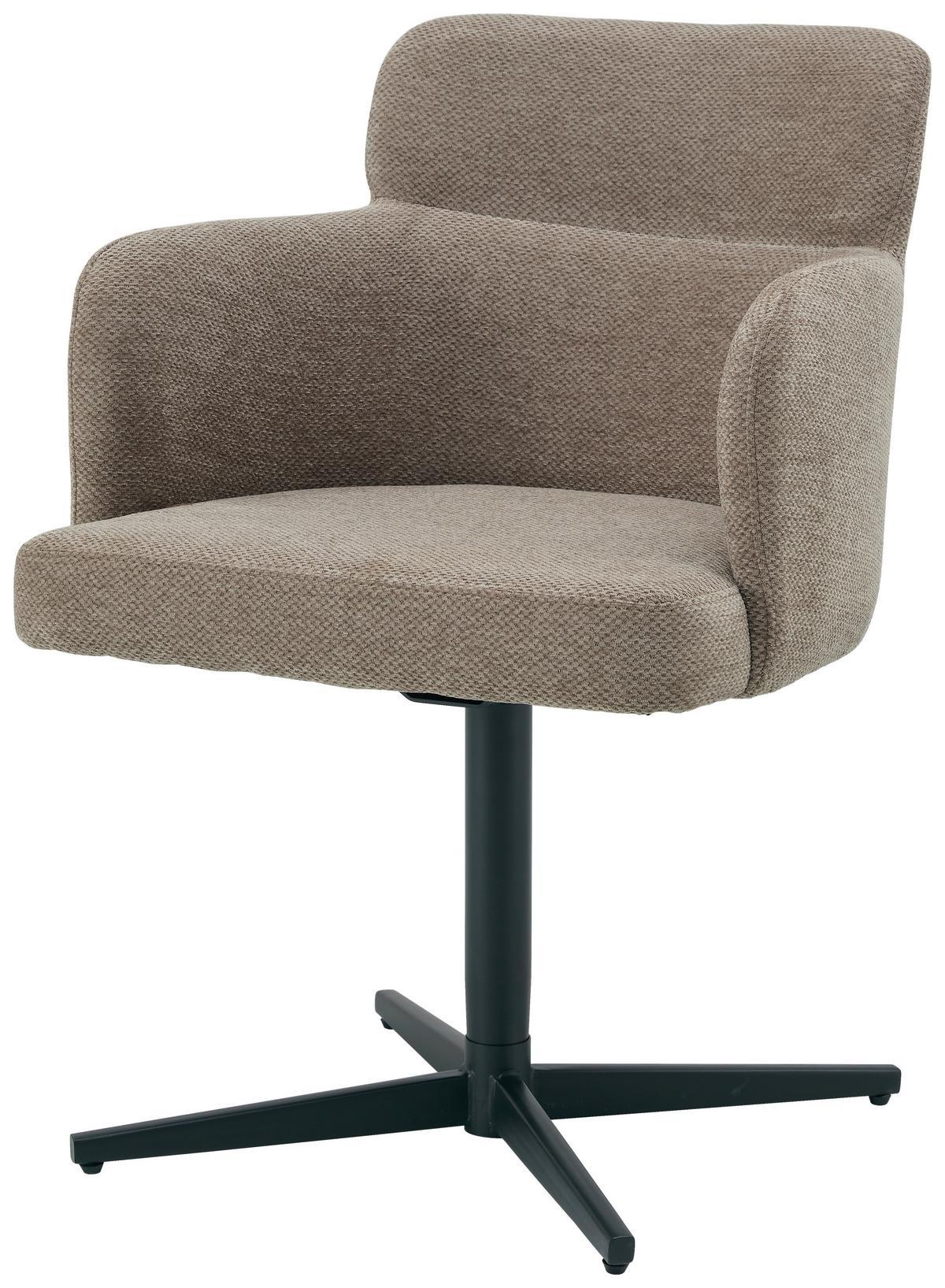 Armlehnstuhl Matteo Webstoff Braun, B: 58,5 Cm - Schwarz/Braun, KONVENTIONELL, Holz/Textil (58,5/85/63cm) - Livetastic